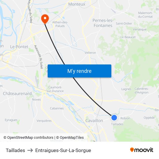 Taillades to Entraigues-Sur-La-Sorgue map