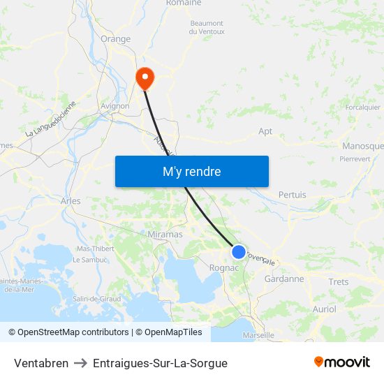 Ventabren to Entraigues-Sur-La-Sorgue map