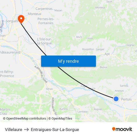 Villelaure to Entraigues-Sur-La-Sorgue map