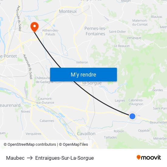 Maubec to Entraigues-Sur-La-Sorgue map
