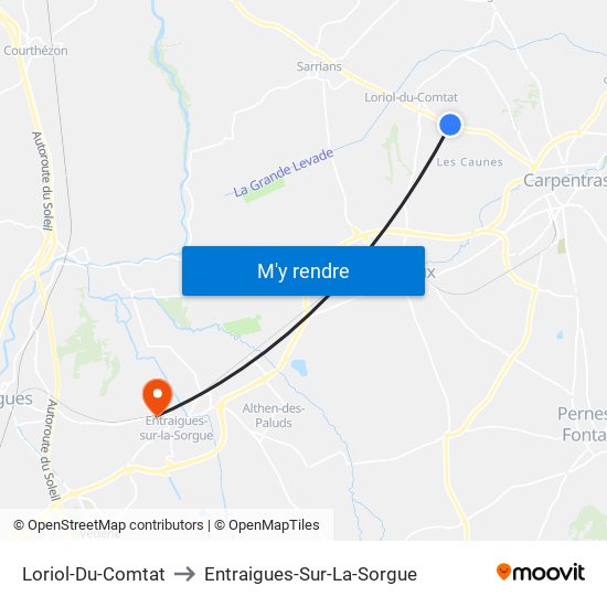 Loriol-Du-Comtat to Entraigues-Sur-La-Sorgue map