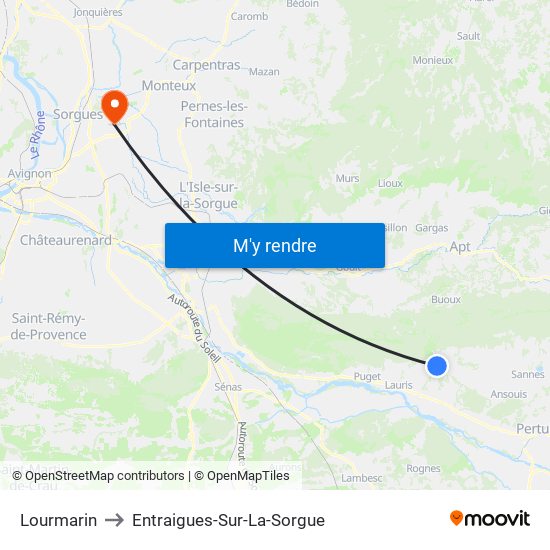 Lourmarin to Entraigues-Sur-La-Sorgue map