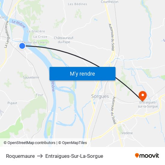 Roquemaure to Entraigues-Sur-La-Sorgue map