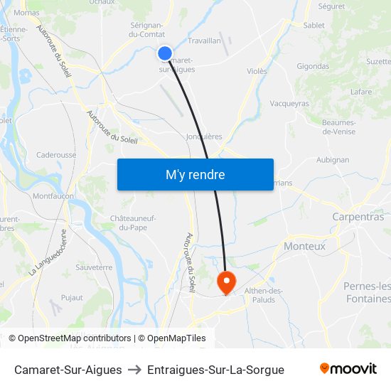 Camaret-Sur-Aigues to Entraigues-Sur-La-Sorgue map