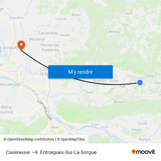 Caseneuve to Entraigues-Sur-La-Sorgue map