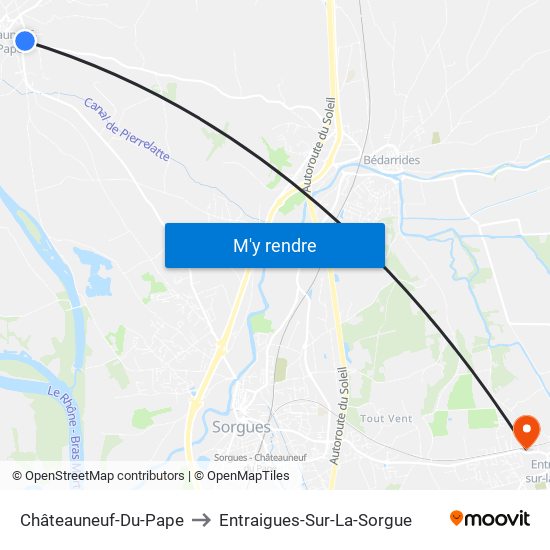 Châteauneuf-Du-Pape to Entraigues-Sur-La-Sorgue map