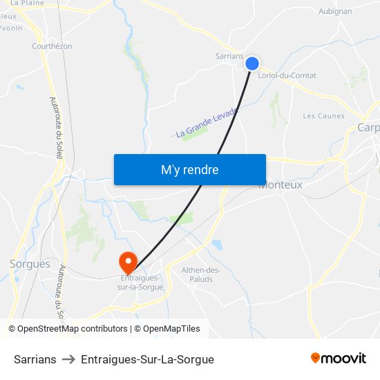 Sarrians to Entraigues-Sur-La-Sorgue map