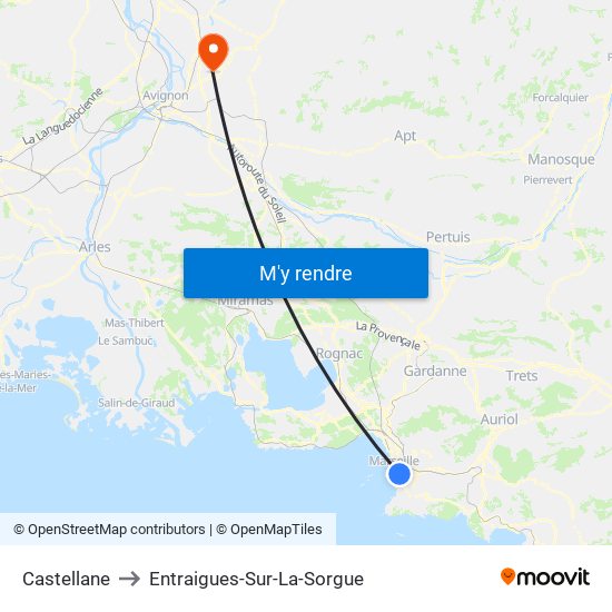 Castellane to Entraigues-Sur-La-Sorgue map