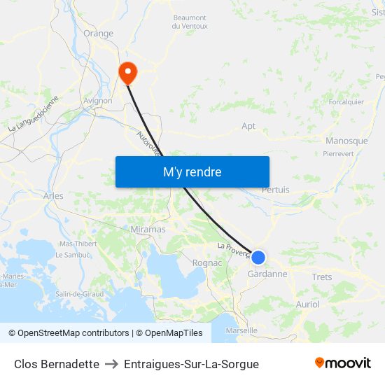 Clos Bernadette to Entraigues-Sur-La-Sorgue map