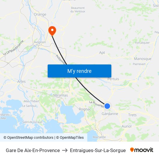 Gare De Aix-En-Provence to Entraigues-Sur-La-Sorgue map