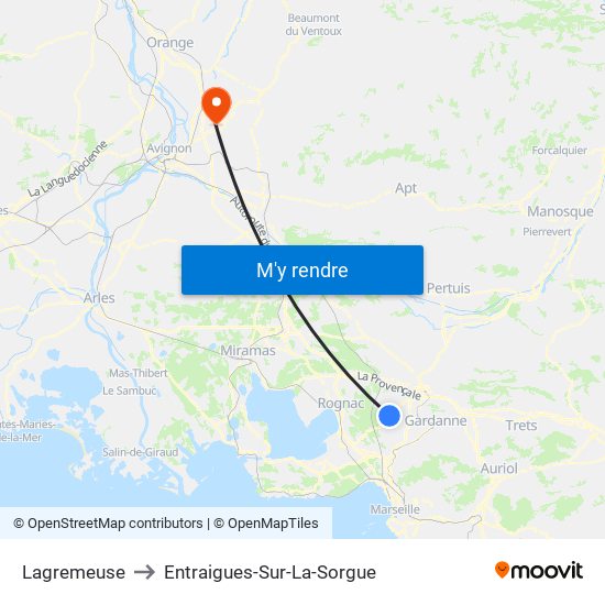 Lagremeuse to Entraigues-Sur-La-Sorgue map