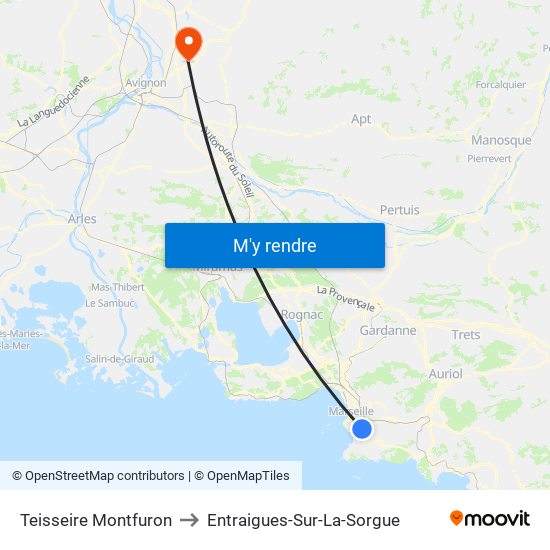 Teisseire Montfuron to Entraigues-Sur-La-Sorgue map