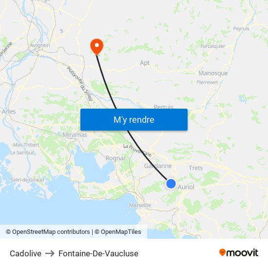 Cadolive to Fontaine-De-Vaucluse map