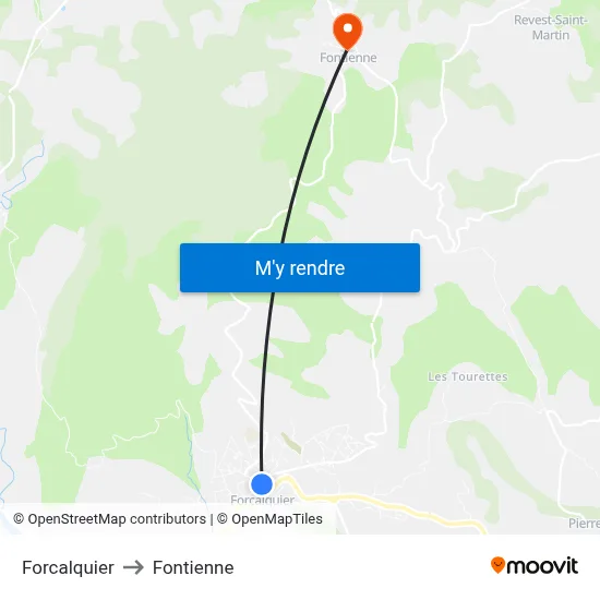 Forcalquier to Fontienne map