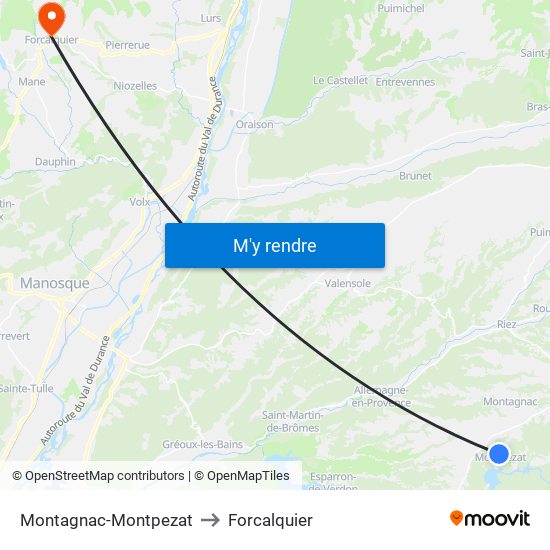 Montagnac-Montpezat to Forcalquier map