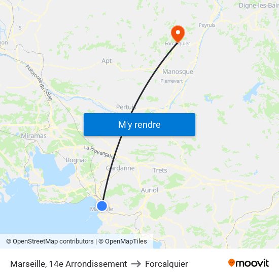 Marseille, 14e Arrondissement to Forcalquier map