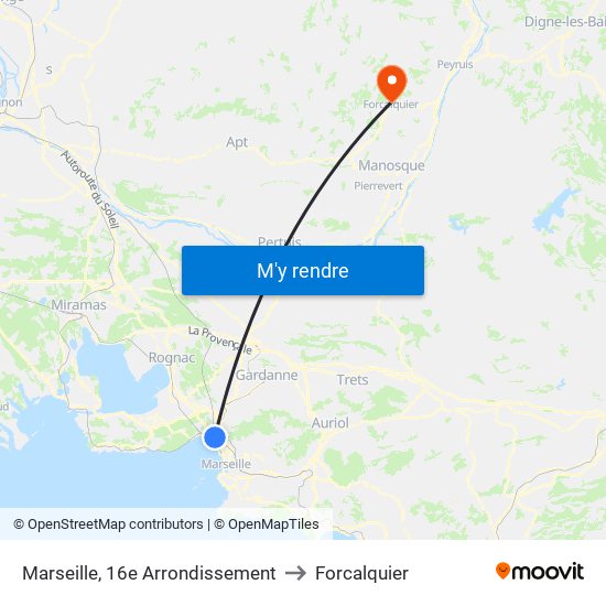 Marseille, 16e Arrondissement to Forcalquier map