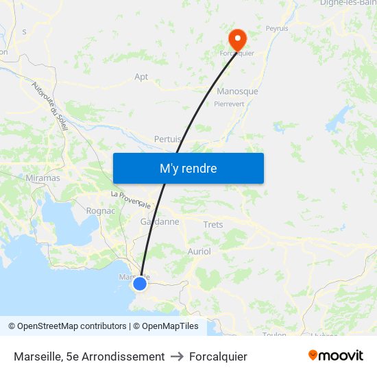 Marseille, 5e Arrondissement to Forcalquier map