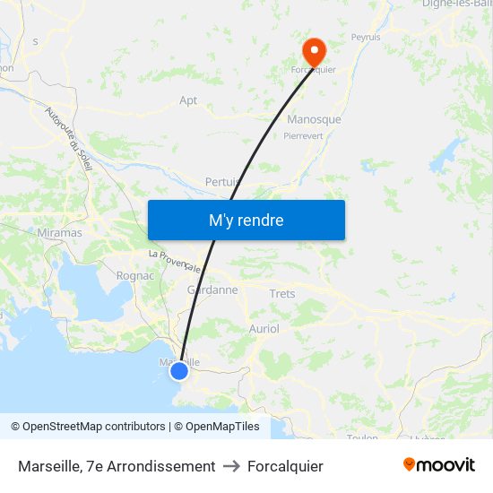 Marseille, 7e Arrondissement to Forcalquier map