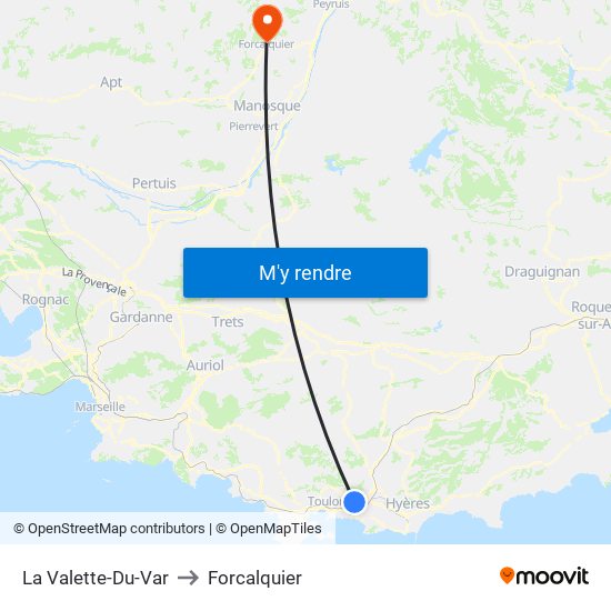 La Valette-Du-Var to Forcalquier map