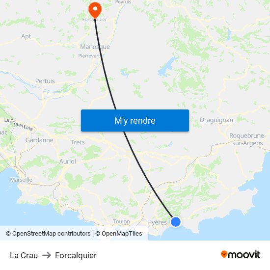 La Crau to Forcalquier map