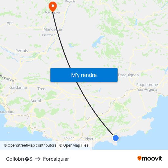 Collobri�S to Forcalquier map