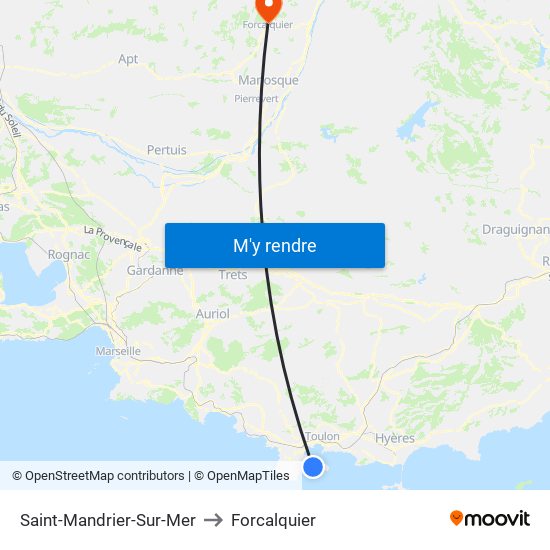 Saint-Mandrier-Sur-Mer to Forcalquier map