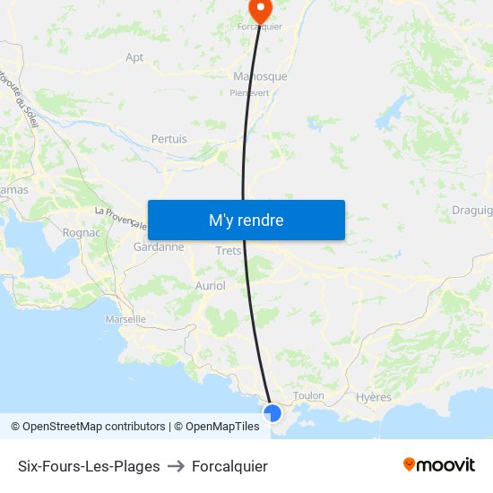 Six-Fours-Les-Plages to Forcalquier map