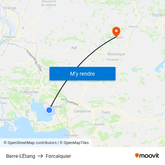 Berre-L'Étang to Forcalquier map