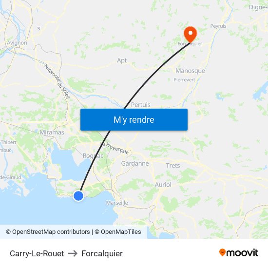 Carry-Le-Rouet to Forcalquier map