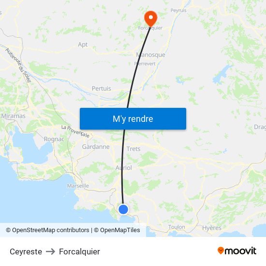 Ceyreste to Forcalquier map