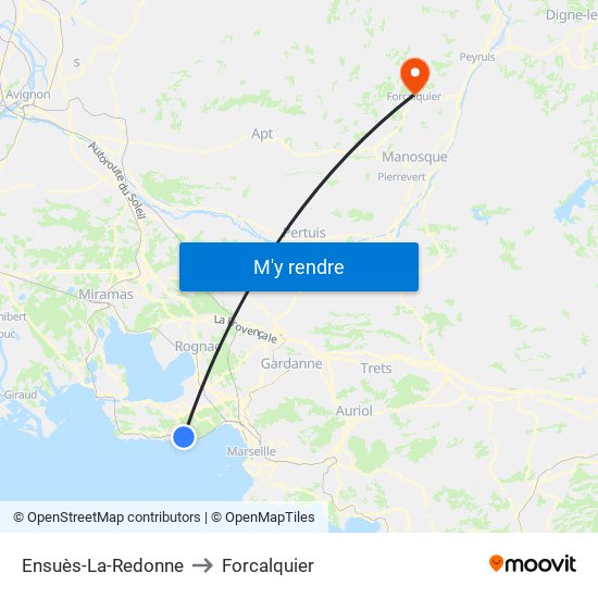 Ensuès-La-Redonne to Forcalquier map