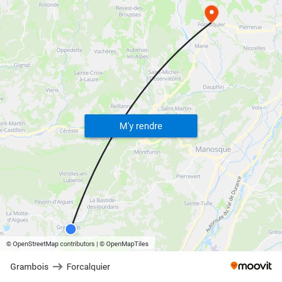 Grambois to Forcalquier map