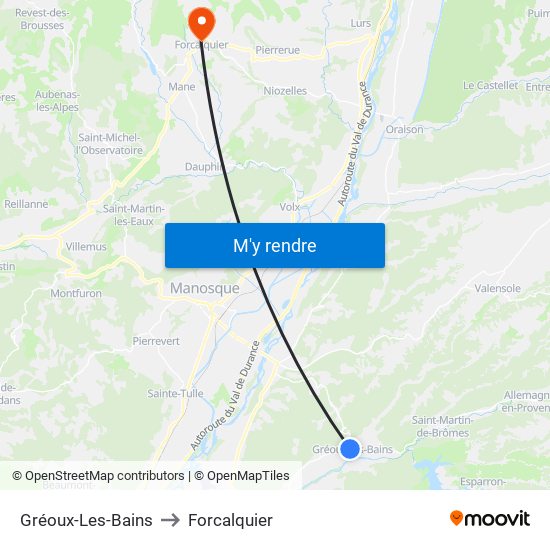 Gréoux-Les-Bains to Forcalquier map