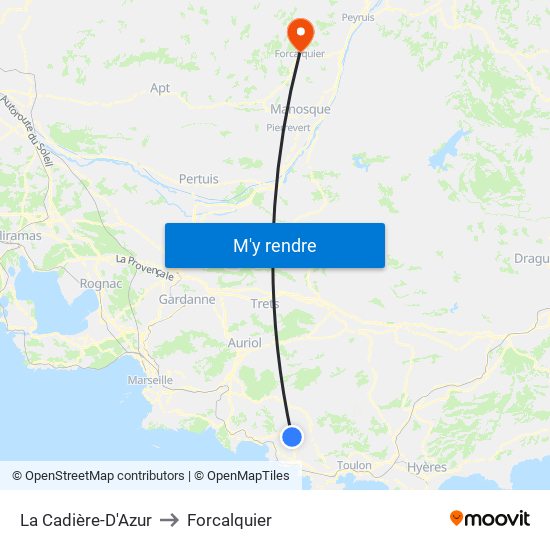 La Cadière-D'Azur to Forcalquier map