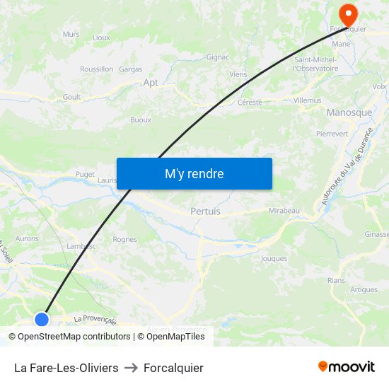 La Fare-Les-Oliviers to Forcalquier map
