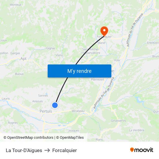 La Tour-D'Aigues to Forcalquier map