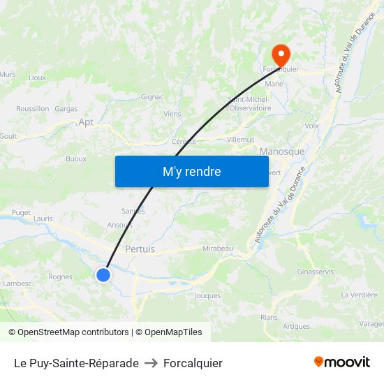 Le Puy-Sainte-Réparade to Forcalquier map