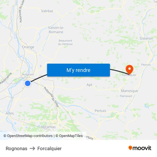 Rognonas to Forcalquier map