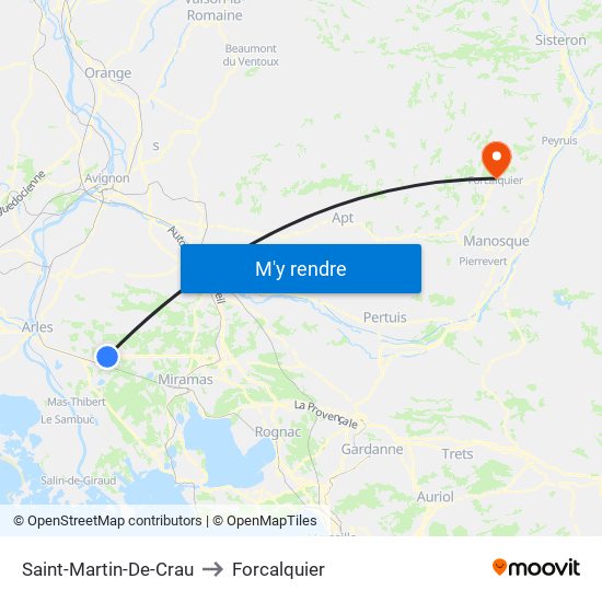 Saint-Martin-De-Crau to Forcalquier map