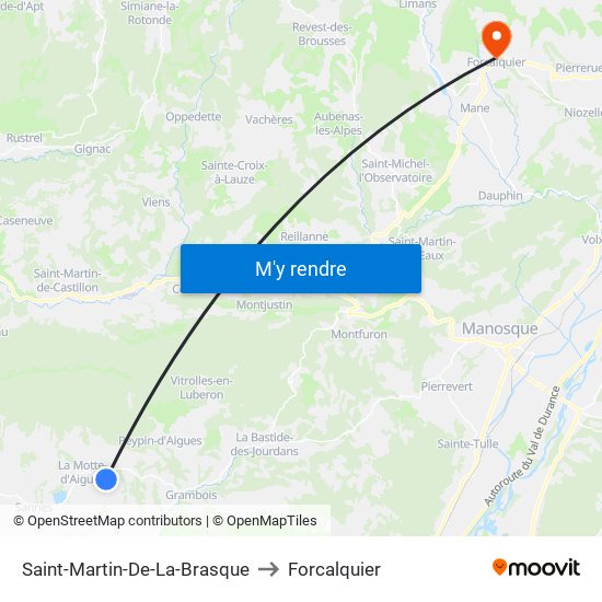 Saint-Martin-De-La-Brasque to Forcalquier map