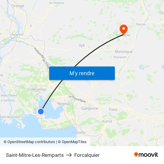 Saint-Mitre-Les-Remparts to Forcalquier map