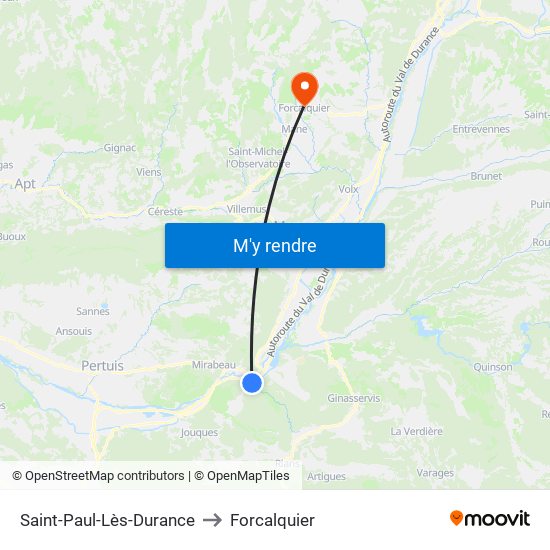 Saint-Paul-Lès-Durance to Forcalquier map