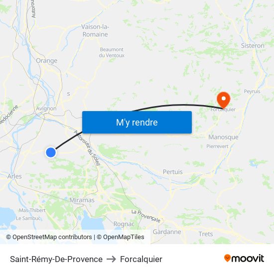 Saint-Rémy-De-Provence to Forcalquier map