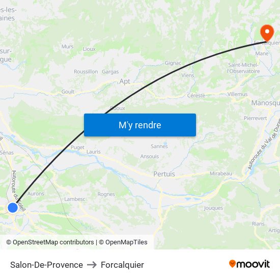 Salon-De-Provence to Forcalquier map