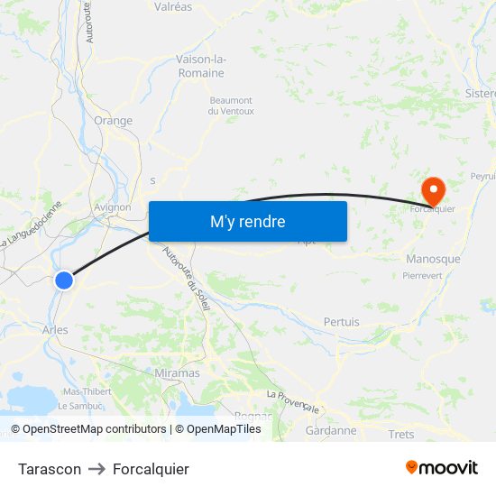 Tarascon to Forcalquier map