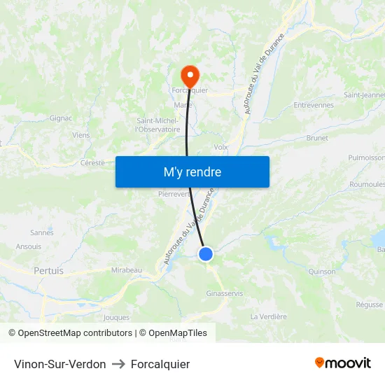 Vinon-Sur-Verdon to Forcalquier map