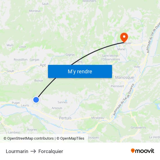 Lourmarin to Forcalquier map