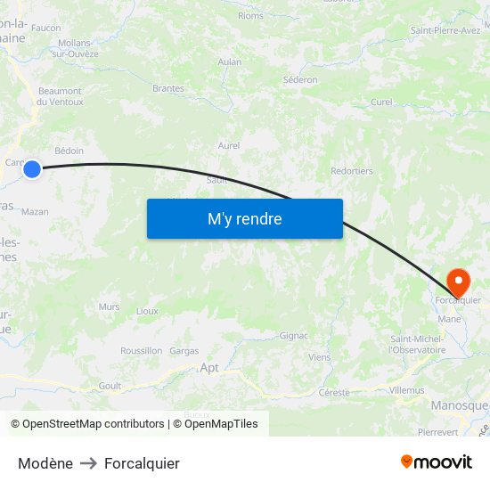 Modène to Forcalquier map