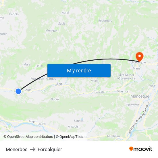 Ménerbes to Forcalquier map